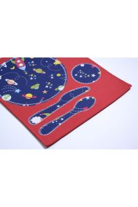 Uzay Temalı Kırmızı Montessori Çocuk Servis Altlığı