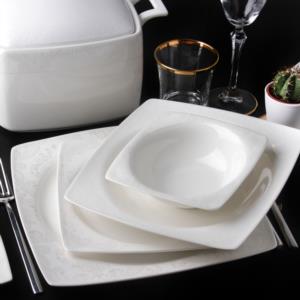 Sevenly 56 Pieces Square Bone Porcelain Dinner Set AL-159