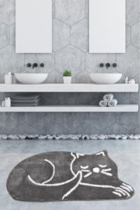 Chilai Home Sleeping Cat Grey Banyo Halısı 70X120 Cm