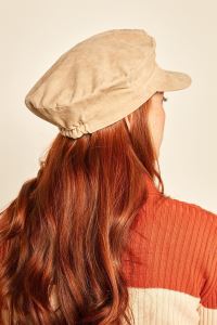 Kadın Bej Süet Kasket Şapka