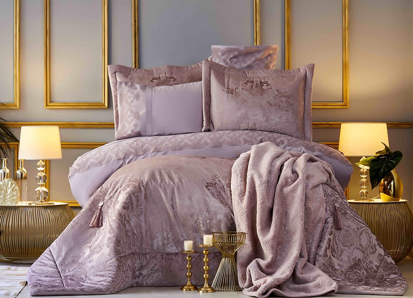 Karaca Home Valeria Delux Gül Kurusu 10 Parça King Size Çeyiz Seti.