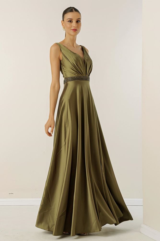 thick satin dress Satin A-line cocktail dress with thick straps and square neckline