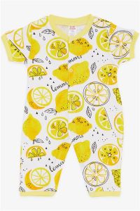 Breeze Baby Boy Short Sleeve Jumpsuit Lemon Patterned White 4 Months