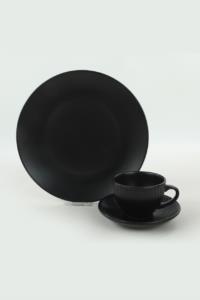 Keramika Mat Siyah Pasta- Tatlı Takımı 18 Parça 6 Kişilik