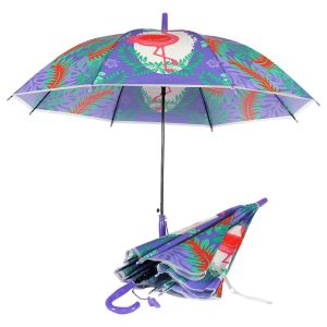 Düdüklü Çocuk Şemsiyesi Mor Flamingo Desenli
