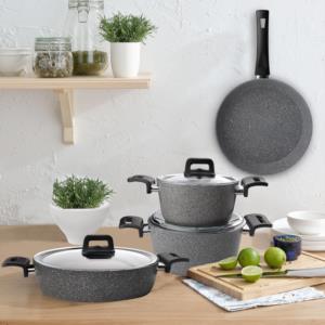 Sevenly 7 Pieces Granite Gray Cookware Set