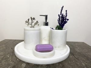 Modest Concept Mermer Banyo Seti 5 Li Gümüş Mercan