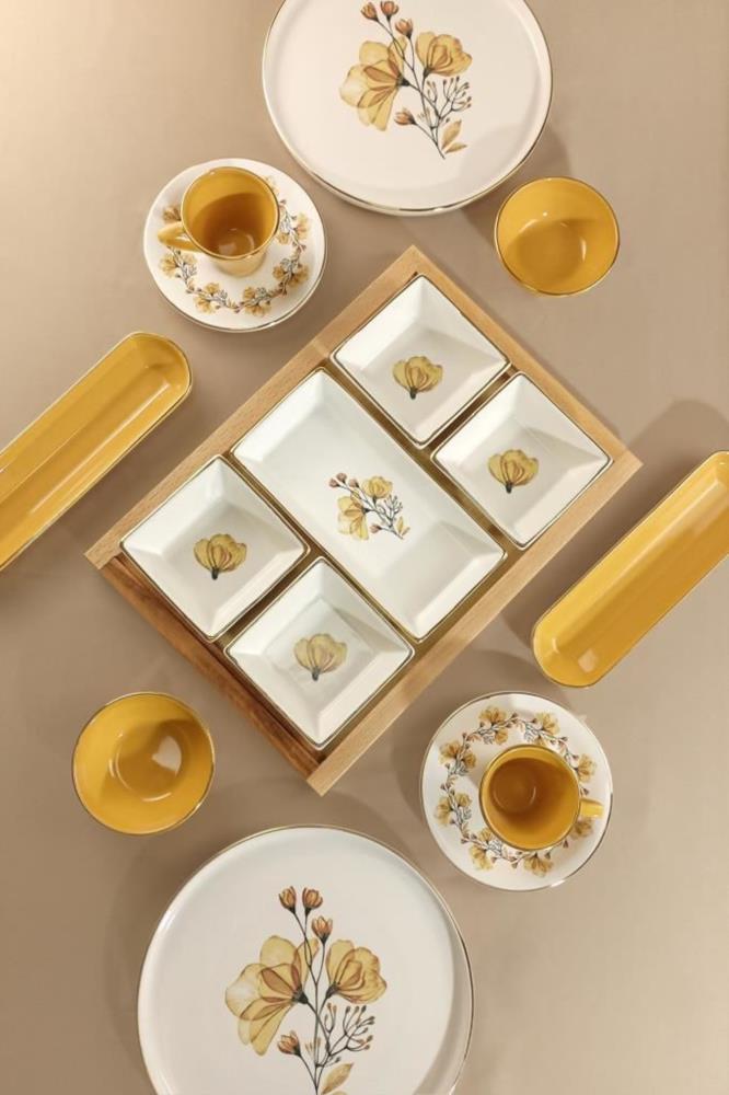 Glore İstanbul Lizy Hardal 7 Parça Kahvaltılık Seti.