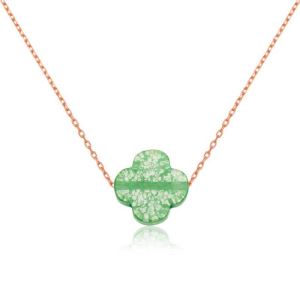 Silver Green Clover Necklace