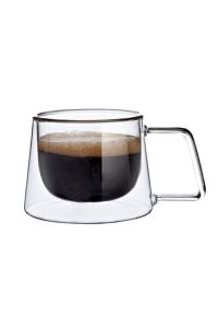 Perotti çift cidarlı cam  kahve fincanı - çift cam kulplu fincan 200 ml 12476